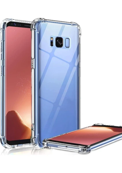 Samsung Galaxy S8 Plus Kılıf Crystal Sert Pc Antishock Darbe Emici Kenar Şeffaf Silikon Kapak