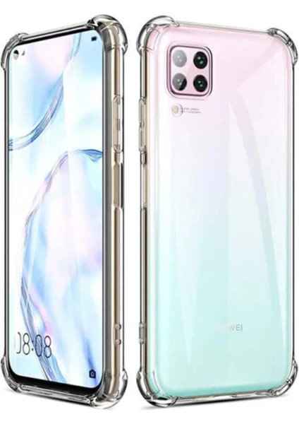 Huawei P40 Lite Kılıf AntiShock Köşe Korumalı Darbe Emici Crystal Berrak Şeffaf Sert Silikon