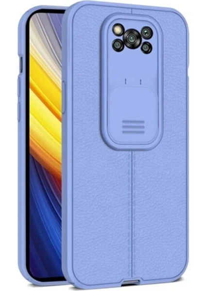 Xiaomi Poco X3/x3 Pro Nfc Kılıf Sürgülü Slide Kamera Korumalı Deri Görünümlü Leke Tutmaz Silikon