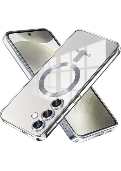 Samsung Galaxy S24 Plus Kılıf Kamera Lens Korumalı Magsafe Şarj Kilifi Şeffaf Renkli Yumuşak