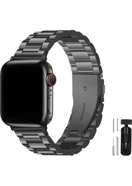 Apple Watch 10/11/9/8/7/6/5/4/3/SE/ULTRA/HK/PRO/MAX 49MM 46MM 45MM 44MM 42MM Kordon Paslanmaz Çelik Stainless Steel Baklalı Ayarlanabilir Akıllı Saat Kordonu ve Ayarlama Aparatı