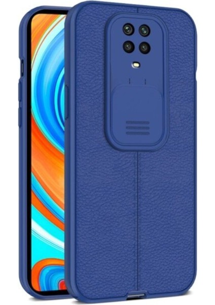 Xiaomi Redmi Note 9 Kılıf Sürgülü Slide Kamera Korumalı Deri Görünümlü Leke Tutmaz Lüks Silikon