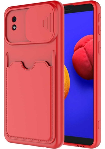 Samsung Galaxy A01 Core Kılıf Kartlıklı Kart Bölmeli Lansman Kamera Korumalı Kartix Silikon