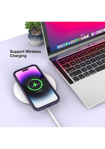 Apple iPhone 14 Pro Max Kılıf Wireless Şarj Magsafe Destekli Renkli Parlak Hassas Butonlu Kamera Korumalı Darbe Emici Kapak