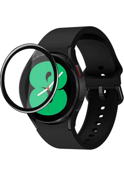 Samsung Galaxy Watch 4 44MM Uyumlu Tam Kaplayan Ultra Ince Kavisli Siyah Çerçeveli Saat Ekran Koruyucu Pet fiyatları