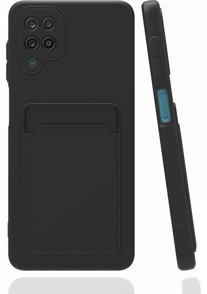 Samsung Galaxy A12 Kılıf Kamera Korumalı Kartlıklı Cüzdanlı Kırmızı Tuşlu Siyah Silikon Kapak fiyatları