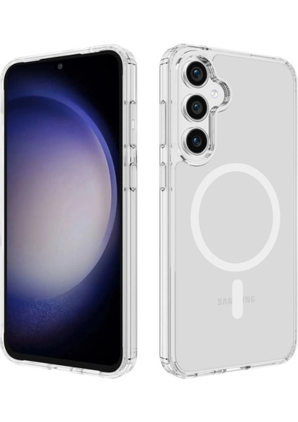Samsung Galaxy S23 Fe Kılıf Kamera Çıkıntılı Magsafe Wireless Şarj Sert Şeffaf Darbe Emici Kapak