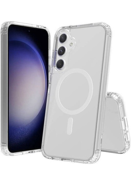 Samsung Galaxy S23 Fe Kılıf Kamera Çıkıntılı Magsafe Wireless Şarj Sert Şeffaf Darbe Emici Kapak