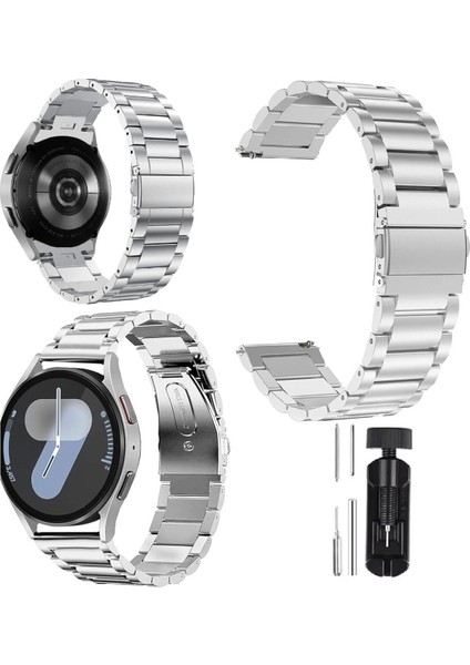 Samsung Galaxy Watch 5 40MM Kordon Paslanmaz Çelik Stainless Steel Baklalı Ayarlanabilir Akıllı Saat Kordonu ve Ayarlama Aparatı