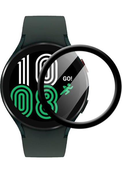 Samsung Galaxy Watch 7 40MM Uyumlu Tam Kaplayan Kavisli Siyah Çerçeveli Saat Ekran Koruyucu
