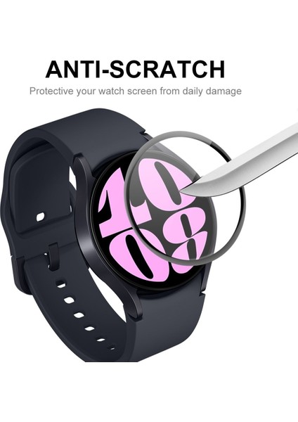 Samsung Galaxy Watch 7 40MM Uyumlu Tam Kaplayan Kavisli Siyah Çerçeveli Saat Ekran Koruyucu