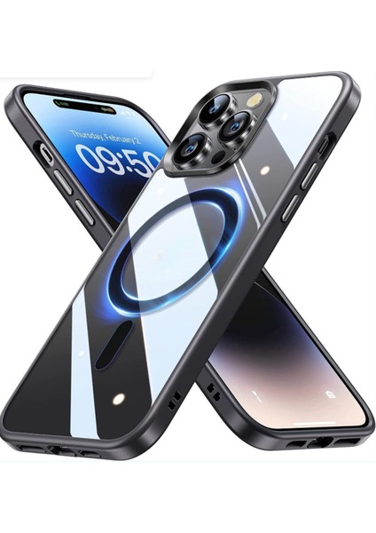 Apple iPhone 14 Pro Max Kılıf Wireless Şarj Magsafe Destekli Renkli Parlak Hassas Butonlu Kamera Korumalı Darbe Emici Kapak