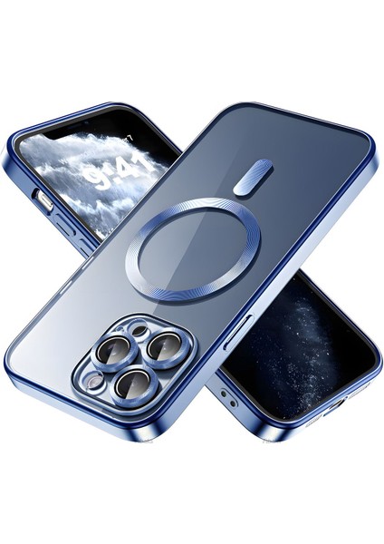 Apple iPhone 13 Pro Max Kılıf Kamera Lens Korumalı Magsafe Şarj Kilifi Şeffaf Renkli Yumuşak Kapak