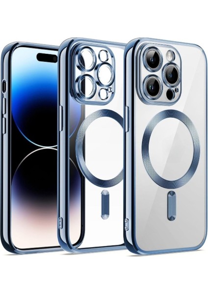 Apple iPhone 13 Pro Max Kılıf Kamera Lens Korumalı Magsafe Şarj Kilifi Şeffaf Renkli Yumuşak Kapak