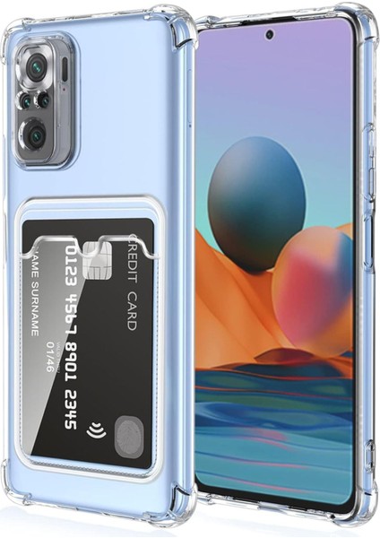 Xiaomi Redmi Note 10/10S Kılıf Kamera Koruma ve Köşe Korumalı Kartlıklı Cüzdanlı Darbe Emici Kapak