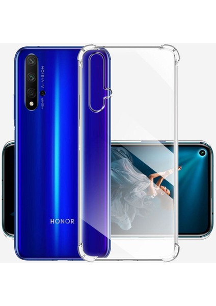 Huawei Nova 5t Kılıf AntiShock Köşe Korumalı Darbe Emici Crystal Berrak Şeffaf Sert Silikon