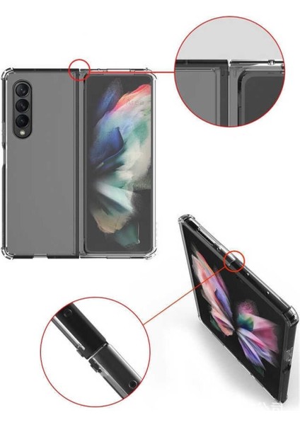 Samsung Galaxy Z Fold 4 Kılıf AntiShock Köşe Korumalı Darbe Emici Crystal Berrak Şeffaf Sert Silikon