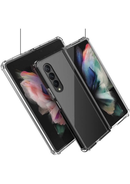 Samsung Galaxy Z Fold 4 Kılıf AntiShock Köşe Korumalı Darbe Emici Crystal Berrak Şeffaf Sert Silikon