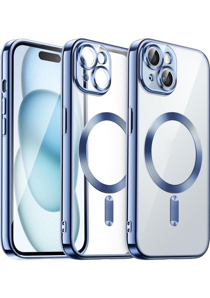 Apple iPhone 14 Plus Kılıf Kamera Lens Korumalı Magsafe Şarj Kilifi Şeffaf Renkli Yumuşak Kapak