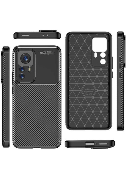 Xiaomi Mi 12T Pro Kılıf Rugged Armor Darbe Emici Uzun Ömürlü Dayanıklı Parmak İzi Yapmaz Karbon Tasarım Negro Silikon Kapak