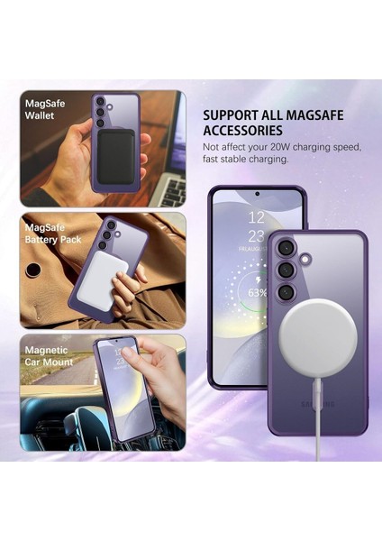 Samsung Galaxy S23 Fe Kılıf Magsafe Wireless Şarj Destekli Parlak Renkli Lens Korumalı Kapak