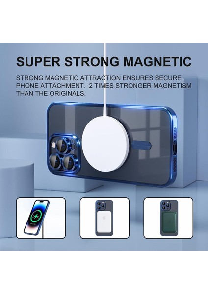 Apple iPhone 15 Pro Max Kamera Lens Korumalı Magsafe Şarj Kilifi Şeffaf Renkli Yumuşak Kılıf fırsatları