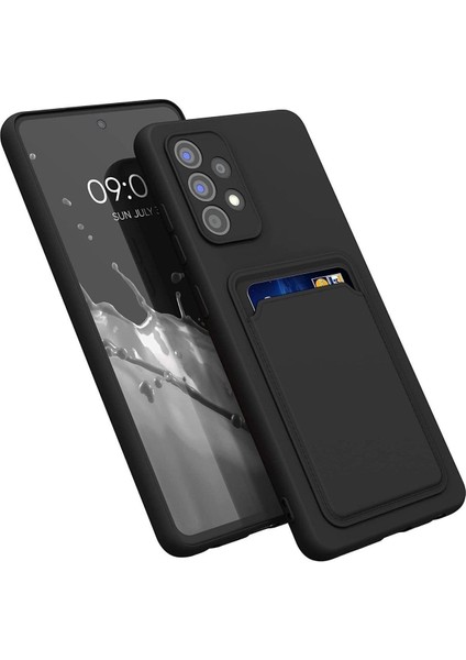 Samsung Galaxy A13 Kılıf Kamera Korumalı Kartlıklı Cüzdanlı Kırmızı Tuşlu Siyah Silikon Kapak