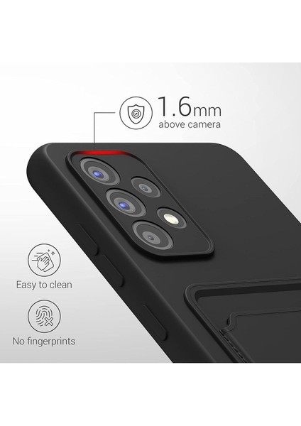 Samsung Galaxy A13 Kılıf Kamera Korumalı Kartlıklı Cüzdanlı Kırmızı Tuşlu Siyah Silikon Kapak