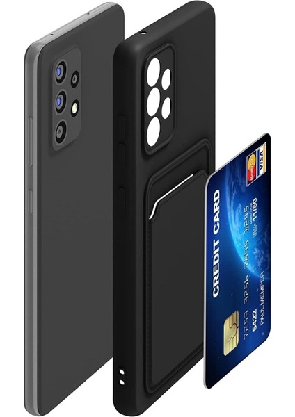 Samsung Galaxy A13 Kılıf Kamera Korumalı Kartlıklı Cüzdanlı Kırmızı Tuşlu Siyah Silikon Kapak