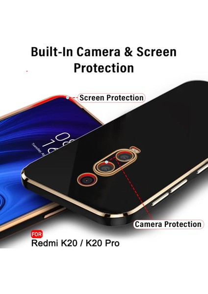 Xiaomi Mi 9t Kılıf Parlak Kenarlı Altın Işlemeli Kamera Korumalı Kapak modelleri