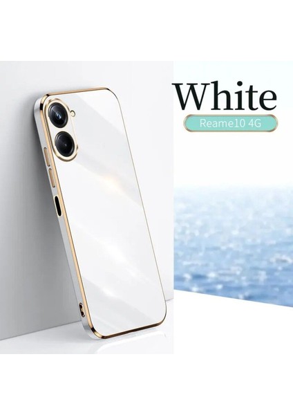 Realme 10 Kılıf Parlak Kenarlı Altın Işlemeli Kamera Korumalı Kapak