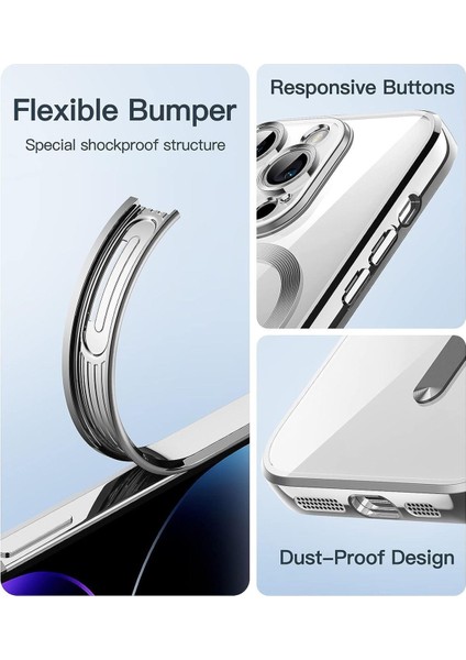 Apple iPhone 14 Kılıf Kamera Lens Korumalı Magsafe Şarj Kilifi Şeffaf Renkli Yumuşak Kapak