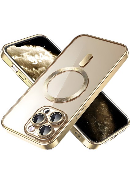Apple iPhone 13 Pro Max Kılıf Kamera Lens Korumalı Magsafe Şarj Kilifi Şeffaf Renkli Yumuşak Kapak
