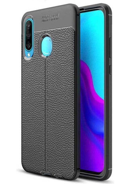 Huawei P30 Lite Kılıf Rugan Armor Deri Görünümlü Parmak İzi Yapmaz Dayanıklı Niss Silikon Kapak