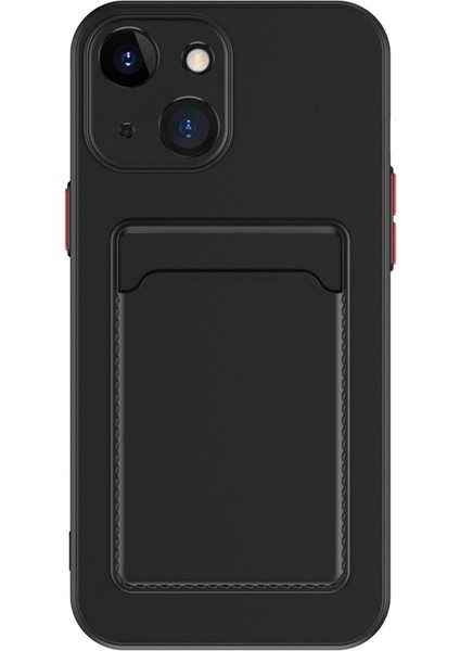 Apple iPhone 15 Kamera Korumalı Kartlıklı Cüzdanlı Kırmızı Tuşlu Siyah Silikon Kılıf fırsatları