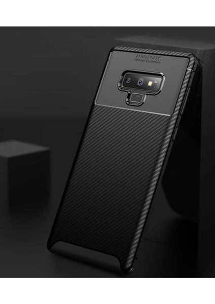 Samsung Galaxy Note 9 Kılıf Rugged Armor Darbe Emici Uzun Ömürlü Dayanıklı Parmak İzi Yapmaz Karbon Tasarım Negro Silikon Kapak