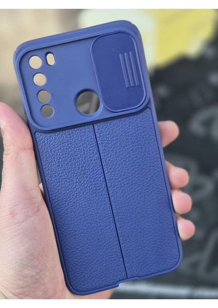 Xiaomi Redmi Note 8 Kılıf Sürgülü Slide Kamera Korumalı Deri Görünümlü Leke Tutmaz Lüks Silikon