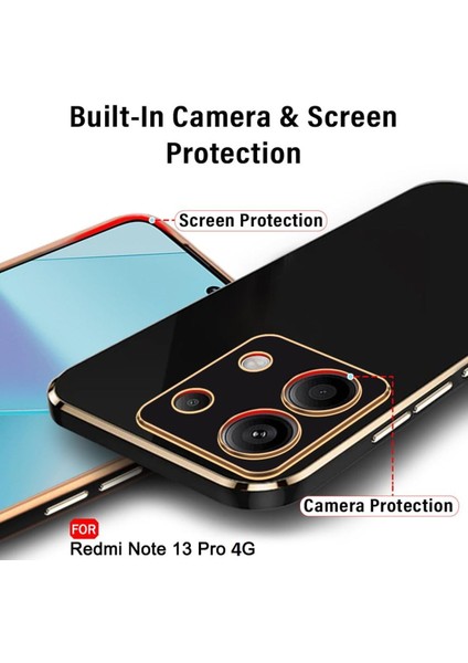 Xiaomi Redmi Note 13 Pro 4g Kılıf Parlak Kenarlı Altın Işlemeli Kamera Korumalı Kapak fırsatları