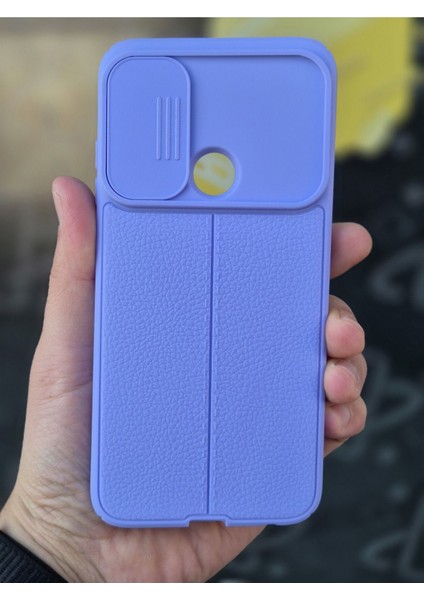 Xiaomi Redmi Note 8 Kılıf Sürgülü Slide Kamera Korumalı Deri Görünümlü Leke Tutmaz Lüks Silikon