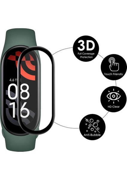 Xiaomi Mi Band 6 Uyumlu Tam Kaplayan Ultra Ince Kavisli Siyah Çerçeveli Saat Ekran Koruyucu Pet fiyatları