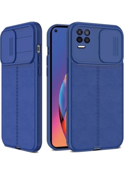 Oppo A54 Kılıf Sürgülü Slide Kamera Korumalı Deri Görünümlü Leke Tutmaz Lüks Silikon