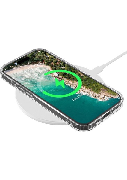 Apple iPhone 16 Pro Kılıf Magsafe Wireless Kablosuz Şarj Destekli Sert Şeffaf Darbe Emici Kapak