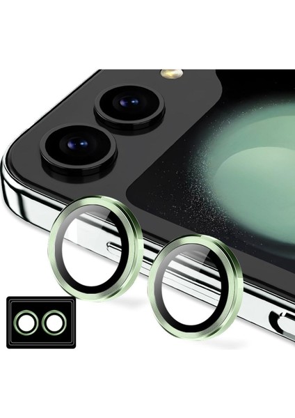 Samsung Galaxy Z Flip 5 Uyumlu Uygulama Aparatlı Renkli Kamera Lens Koruyucu Cam Kamera Koruma