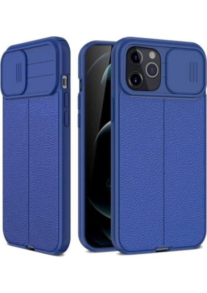 Apple iPhone 13 Pro Uyumlu Kılıf Sürgülü Slide Kamera Korumalı Deri Görünümlü Lüks Kapak