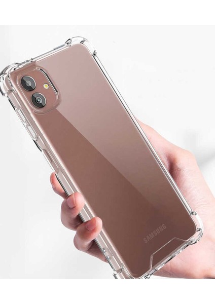 Samsung Galaxy A04 Kılıf AntiShock Köşe Korumalı Darbe Emici Crystal Berrak Şeffaf Sert Silikon