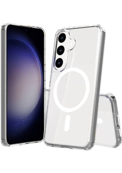 Samsung Galaxy S24 Plus Kılıf Kamera Çıkıntılı Magsafe Wireless Şarj Sert Şeffaf Darbe Emici Kapak