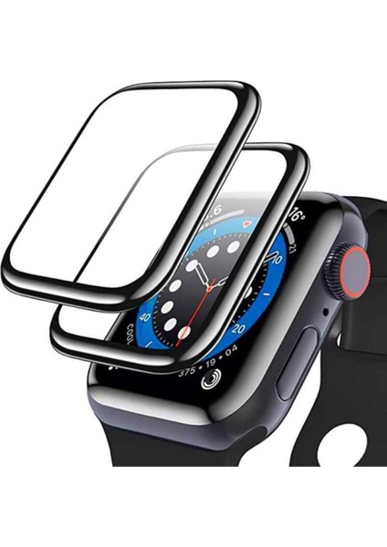 Apple Watch 41MM Uyumlu Siyah Çerçeveli Şeffaf Pet Ekran Koruyucu