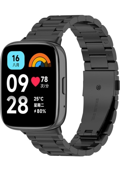 Xiaomi Redmi Watch 3 Uyumlu Metal Kordon Paslanmaz Çelik Baklalı Çelik Kordon