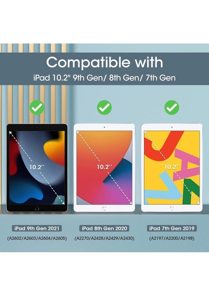 Apple iPad 7. 8. 9. Nesil 10.2 Kılıf Tri Folding Standlı Kalemlikli Kalem Bölmeli 3 Katlamalı Standlı Uyku Modlu Smart Kapak