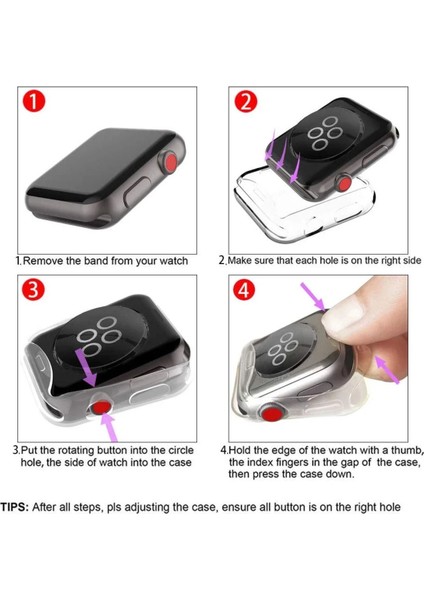 Apple Watch 7 8 9 Se Nike 45MM Kasa ve Ekran Koruyucu 360 Tam Koruma Yumuşak Silikon Kılıf modelleri